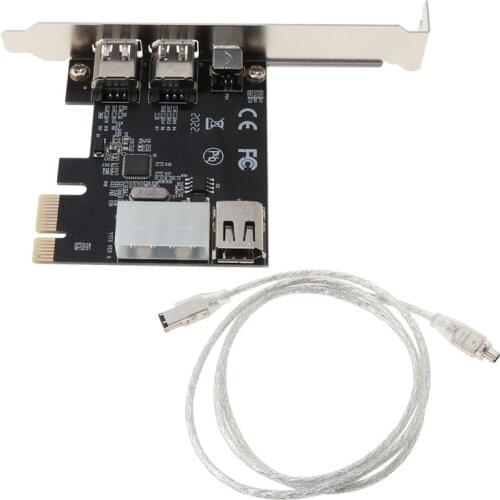 1 Set PCI-e 1X IEEE 1394A 4 Port(3+1) Firewire Card Adapter With 6 Pin To 4 Pin IEEE 1394 Cable For Desktop PC High Quality C26