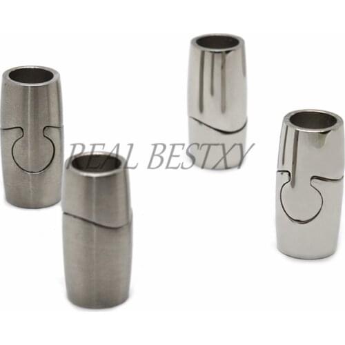 10pcs/lot engrave logo hole:8mm stainless steel Strong Magnetic Clasps Round Leather Cord Bracelet Jewelry Magnetic End Cap