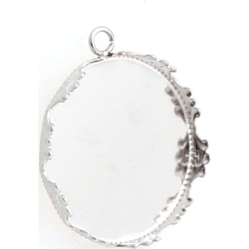 10Pieces Stainless Steel Round Blank Cabochons Cameo Setting Charms Cabochon Base Pendant With RingTray Jewelry Making 20/25mm