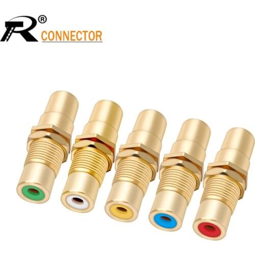 10PCS RCA Wire Connector Gold-plated RCA Female Socket Straight Adapter With Screw Nuts RCA Female to Female Conversion Plug