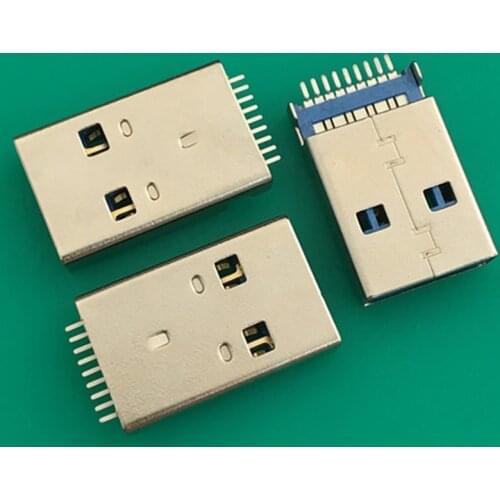 10PCS USB 3.0 A Type Male Plug Connector High-speed Data Transmission USB 3.0 Jack Charging Socket Soldering