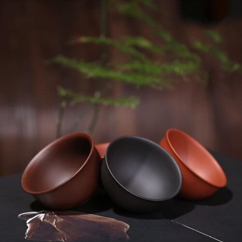 2 Pieces/set Chinese Purple Clay Tea Cup 30ml 55ml 75ml Handmade Purple Clay Tea Cup Kung Fu Tea Set Raw Purple Sand