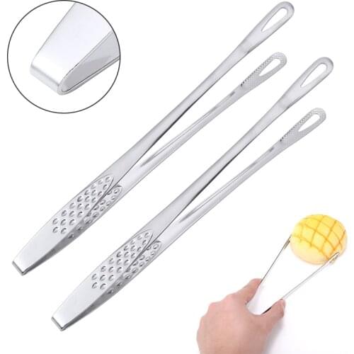 2pcs Stainless Steel Food Tongs Long Handles Hollow Clamp Clip Anti Heat For Kitchen BBQ Bread Pastry Meat Picking Tongs Tools