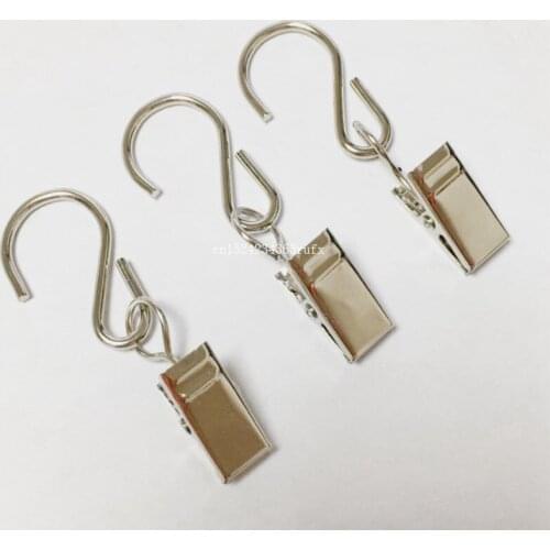 2000pcs Curtain Poles Movable Clothes Pegs S Clips Window Shower Rings Clamps Pole Rod Voile Net Rings Hooks