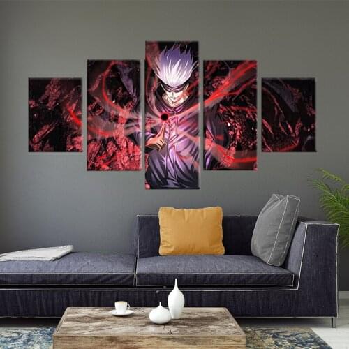 5 Pieces Jujutsu Kaisen Anime Poster Wall Art Canvas Art Painting Gojo Satoru Power Oil Picture Living Room Home Decor Cuadros