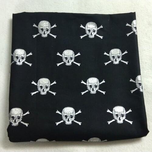 50x105cm Glitter Skull Cross Bone Skeleton Printed Cotton Fabric Bling Bling Skull Fabric Patchwork Cloth Dress Home Decor