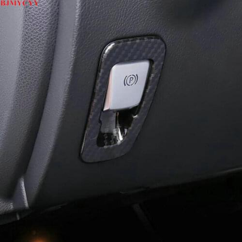 BJMYCYY Automobile electronic handbrake button carbon fiber decorative frame for Mercedes Benz C E CLASS C180 C200 E300L GLC260