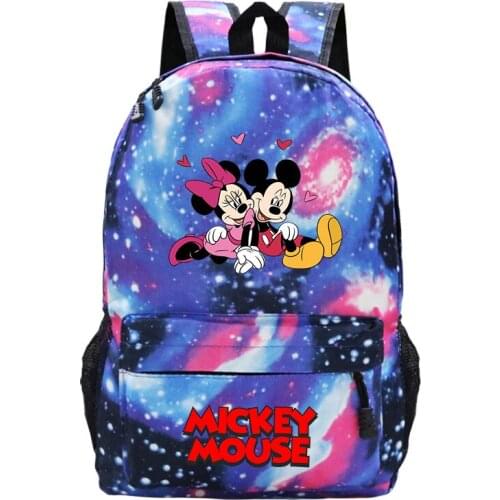 Disney Kawaii Mickey Minnie Mouse Kids Backpack Zipper Mochila Capacity Schoolbag Children Rucksack for Teenage Girls Boys