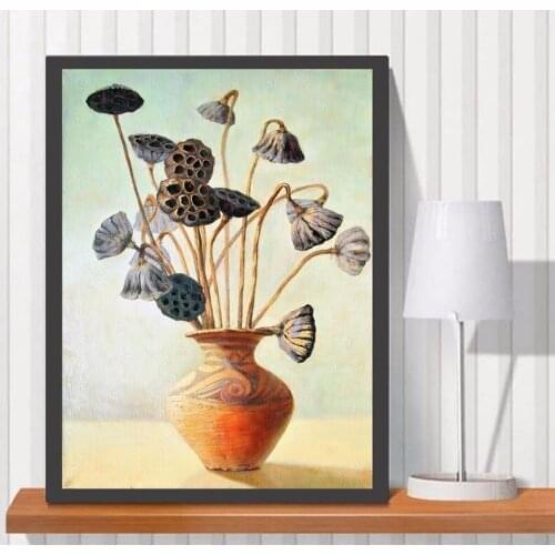 DIY Diamond Painting Craft Seedpod Lotus Artwork Full Square/round Drill Embroidery Handicraft Home Decor Unique Sale Kit