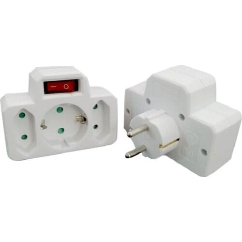 European Plug Socket 1 to 3 Ways Splitter 4.0mm/4.8mm Socket to 4.8mm Plug Euro Russia Germany Korea Travel Power Adapter Plug