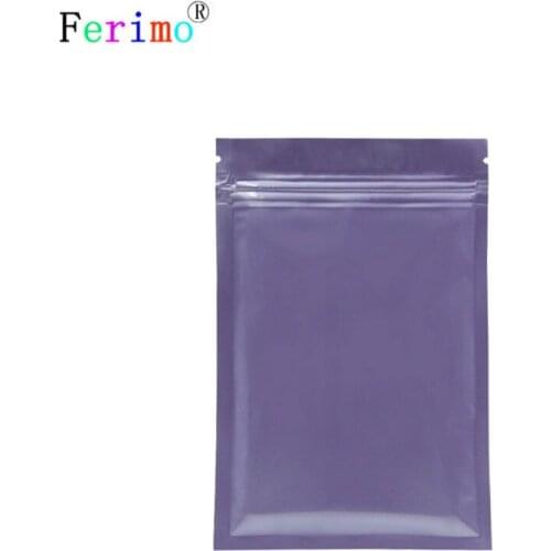 Ferimo 100pcs Aluminum Foil Mylar Packaging Bag Zip Lock Ziplock Sealing Storage Bags Purple Candy Gift Party Favor Wholesale