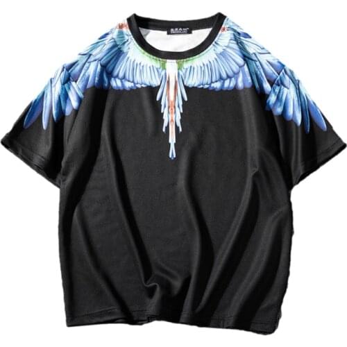 BANNAJI New Summer Hip Hop Wings Printed Tshirt Tee Men Street Streetwear Loose T Shirt Tops Fashion Short Sleeve For Male