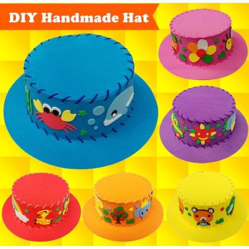 Hand-made 3D EVA Hat Children DIY Handmade Hat Environmental 3D EVA Handmade Craft Gifts Kits DIY Hat Craft Toy for Kids