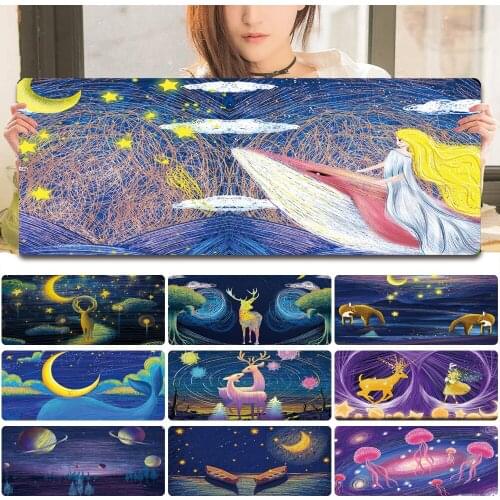 Gaming Mouse Pad Painting Pattern Computer Mousepad 30x60CM/30x80CM PU Leather Office Computer Desk Mat Non-slip Keyboard Mat