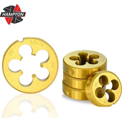 Hampton 1pc UN/UNC/UNS/UNF/UNEF 3/8 3/4 7/16 5/16 1/2 Right Hand Thread Die TiN-Coated Screw Threading Tools
