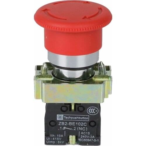 1pcs NC Momentary Latching 22mm Red Mushroom Emergency Stop Push Button Switch 600v 10a Zb2-be102 Equipment Lift Elevat