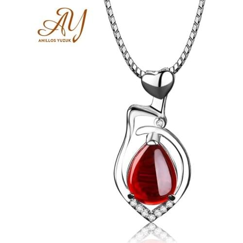 Anillos Yuzuk 925 Sterling Silver Pear Green Red Agate Gemstone White Gold Pendant Necklace Jewelry Wholesale Drop Shipping