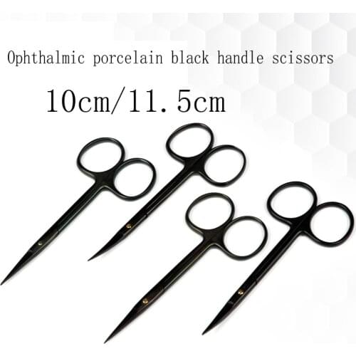 Korean Porcelain Porcelain Black Handle Surgery Scissors Tungsten Carbon Steel Double Eyelid 10cm Plastic Eye Surgery Tool Strai