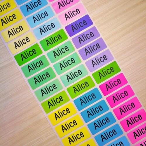 Colourful Waterproof Stickers 3 Size Rainbow Stationery Name Stickers For Children Boy And Girl Custom Stickers Bottle Lables