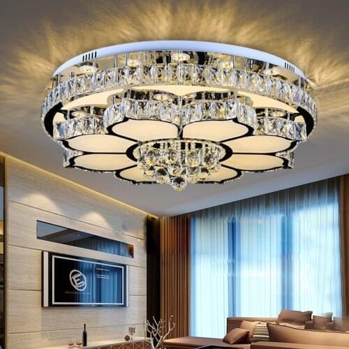Crystal Petals Circular LED Ceiling Lights Modern Simple Single & Double Bedroom Restaurant Commercial Decorations Ceiling Lamps