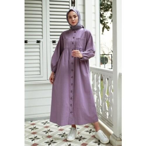 Karmona Linen Women Dress Muslim Set Hijab Islamic Clothing Fashion New Season 2021