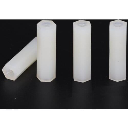 M4 M4*40 M4x40 M4*45 M4x45 Dual Nut Nylon Female To Female PCB Stud White Plastic Hex Hexagon Stand Off Pillar Spacer Standoff