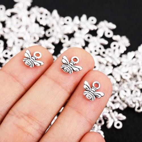 100Pcs Steampunk Vintage Metal Mini bee Charms Beads DIY Bracelet Pendant Neacklace Accessories For Jewelry DIY Making Findings