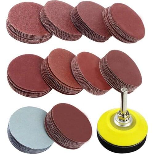 2 inch 100PCS Sanding Discs Pad Kit for Drill Grinder Rotary Tools with Backer Plate 1/4inch Shank Includes 80-3000 Grit Sandpap