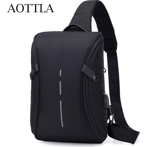 AOTTLA High Quality Oxford Men Chest Bag Large Capacity Male Shoulder Bag Trip Messenger Bag For Male New Zipper Casual Backpack