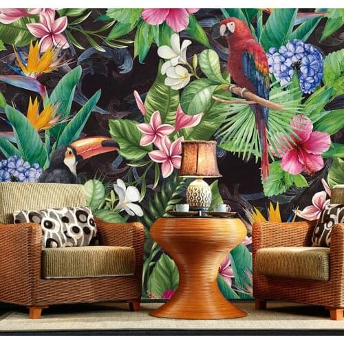 Bacal 3D Tropical Rain Forest Parrot Leaf Photo Mural Wallpaper Living Room Restaurant Cafe Bar Backdrop Wall Painting Frescoes