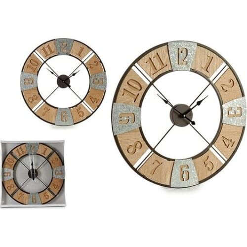 Wall Clock Silver Wood (3,5 x 60 x 60 cm)