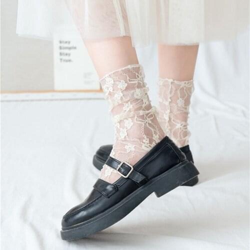 Transparent Lace Socks Women Lolita Ultra-thin Socks Female Jk Flower Long Mesh Socks Girls Leg Dress Calcetine