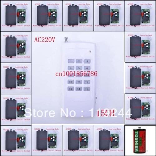 Learning code 15CH Wireless Remote Control Switch System Each CH is Independent 10A Toggle/Momentary LED ON OFF Wireless Switch