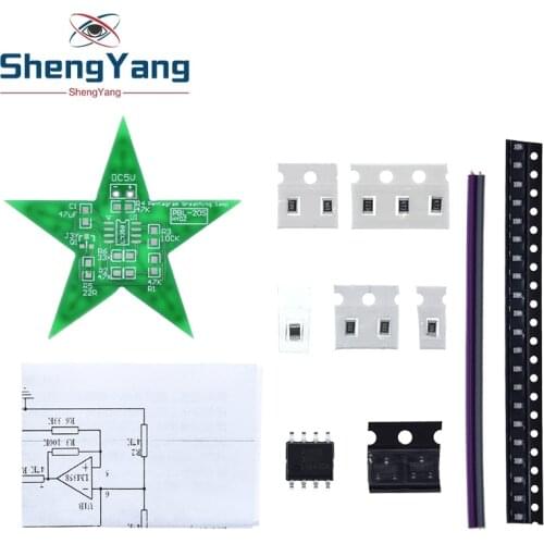 Students Training DIY Kit Five-Pointed Star Breathing Light Gradient LED Light for Christmas Soldering Training Red Green Blue