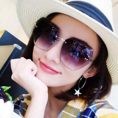 1Piece Rimless Womens Sunglasses Fashion Gradient Lenses Sun Glasses Lady Vintage Alloy Legs Classic Designer Shades