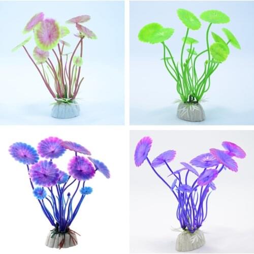 1 PC Plastic Lotus leaf Grass Plants Artificial Aquarium Decorations Plants Fish Tank Grass Flower Ornament Decor