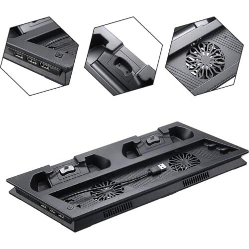 POHIKS 1pc Ultrathin Charging Heat Sink Cooling Fan Stand Multifunctional Cooler Vertical Dock Holder For Playstation 4 Pro