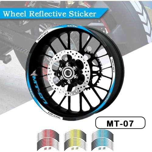 Strips Motorcycle Wheel Tire Stickers Car Reflective Rim Tape Motorbike Bicycle Auto Decals FOR YAMAHA MT07 FZ07 MT-07