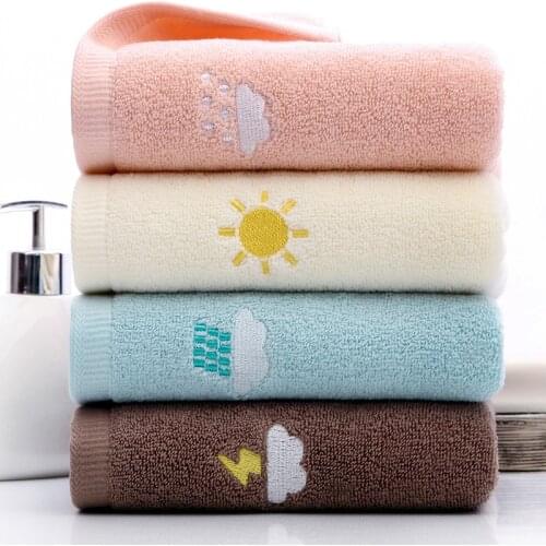 Cute Weather Embroidery Cotton Towel Hotel carton Face Towel for kids for adult Towel Hand Student Gift Travel Sports Towels