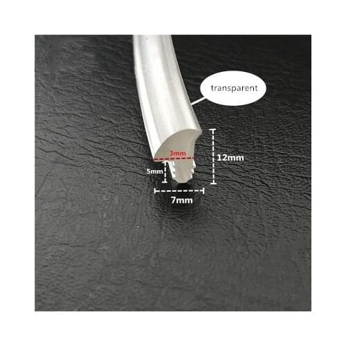Rubber T Strip Glass Metal Wood Panel Edge Encloser Shield 12x7mm Transparent