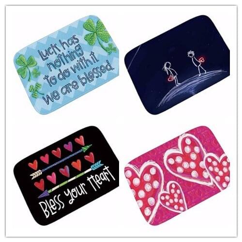 Happy Valentines Day Home Entrance Doormat Flannel Floor Carpet Kitchen Bathroom Non-slip Door Mat