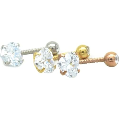 Heart Zircon Navel Ring Belly Button Bar Body Piercing Curved Clear Gem 14G Sexy Gothic Jewelry Women