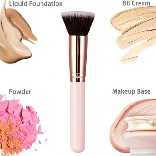 Champagne Makeup Brushes Flat Top Foundation Brush Repair Liquid Cream Powder Brush Contour Makeup Brush maquillaje