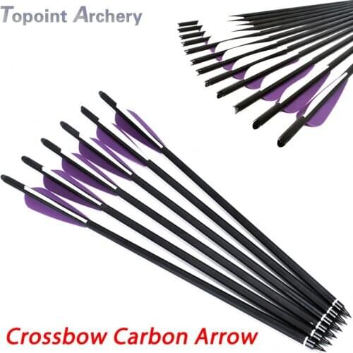6PCS 16/ 17/ 18/ 20/ 22Inch Crossbow Bolt Carbon Arrows Purple White Feather For Recurve/Composite Bow Target Hunting Archery