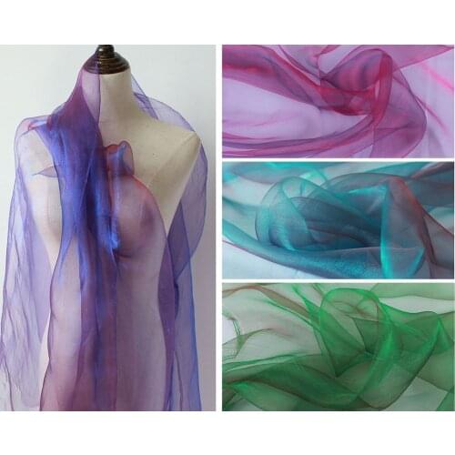 Iridescent Color Like 2 Tone Crystal Yarn Gauze Fabric for Dress Making 150cm Wide By Yard