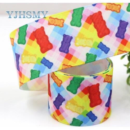 YJHSMY G-18925-1163,10 yards,38 mm Candy bear Ribbons Thermal transfer Printed grosgrain,Gift wrapping DIY materials