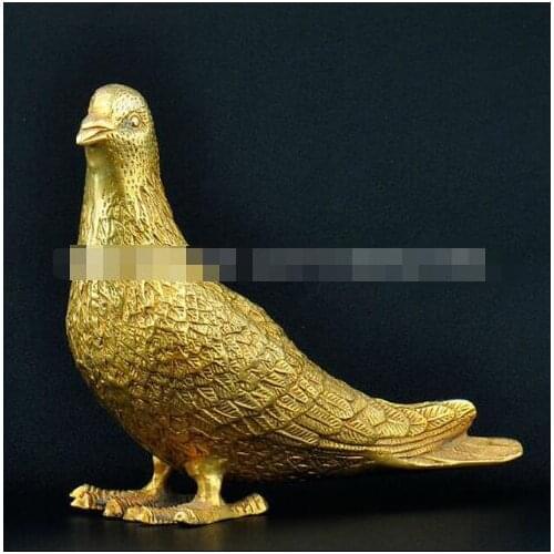 YM 305 Chinese Brass Fengshui Pigeon DOVE Peace Symbolize Bird Statue Sculpture