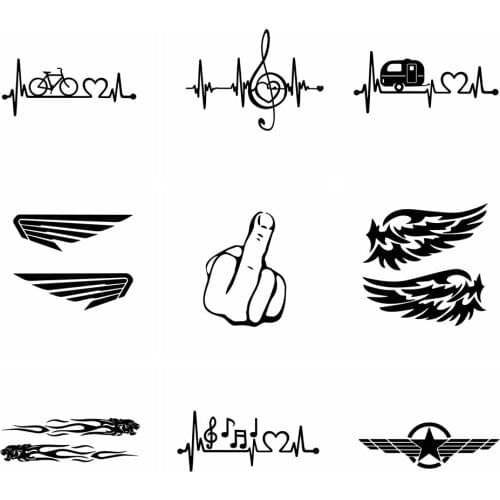 Music Wing Car Sticker Funny Wrap Vinyl Car Stickers Cover Waterproof Scratch Decoration Cars Rearview Mirror Decor Accessories