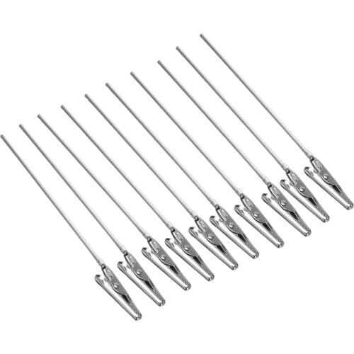 10pcs 4.7" Alligator Test Clip Silver Tone Alligator Metal Clips Lightweight Non-insulated Electric Test Crocodile Clip