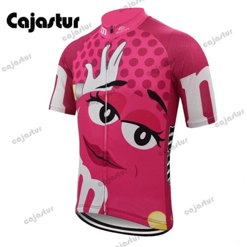 Pink Cycling Jersey Women Short Sleeve Bike Wear Mtb Jersey Clothing Maillot Ropa Ciclismo Bicycle Clothes Cajastur